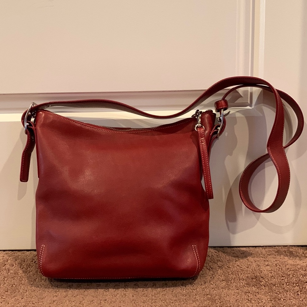 COACH Red Leather Signature lined Crossbody